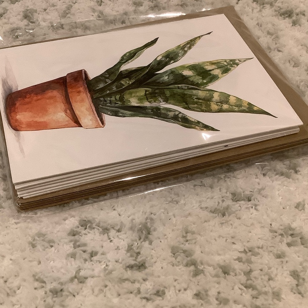 Green Plants Watercolor Variety Note Cards Set of Six NWT 4.25x5.5” - Picture 6 of 13